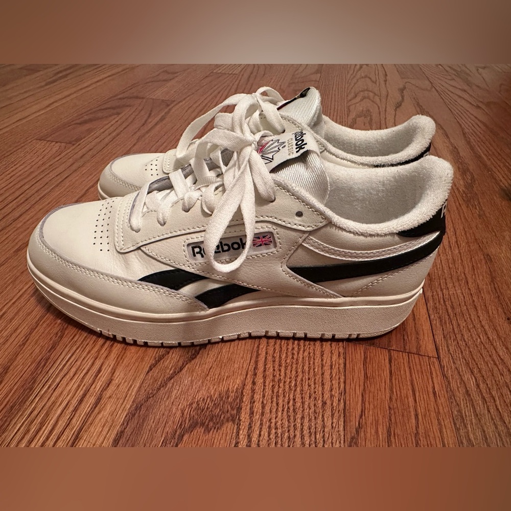 Reebok Women's Club C White and Navy Sneakers
